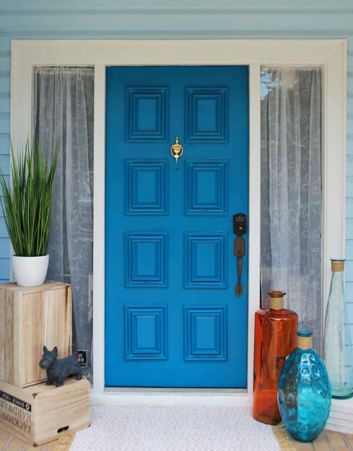 Squares in Blue with Pretty Glasses #frontdoorcolor #frontdoor #paintcolor #decorhomeideas