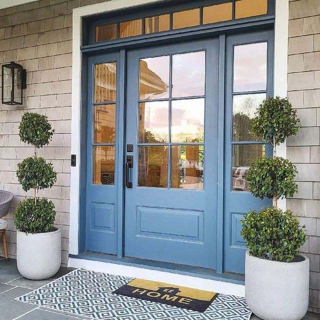 Steel Blue Front Door Paint Color #frontdoorcolor #frontdoor #paintcolor #decorhomeideas