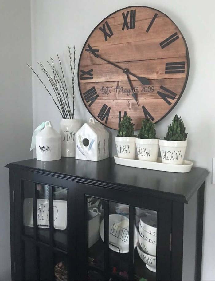 Stunning Oversized Customized Rustic Clock #farmhouse #walldecor #decorhomeideas