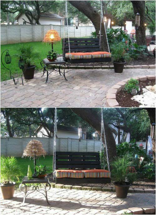 Columpio hecho con paletas sobrantes #gardenswing #swingplans #decorhomeideas