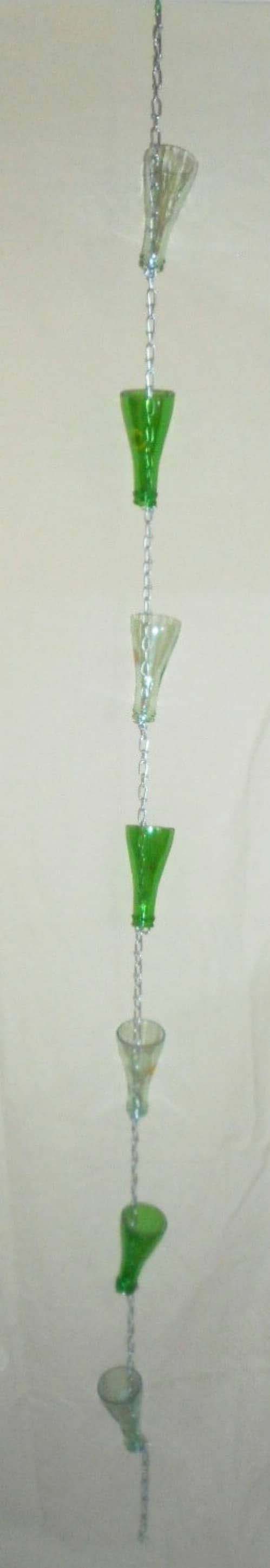 Upcycled Glass Bottle Top Rain Chain #diyrainchain #rainchain #decorhomeideas