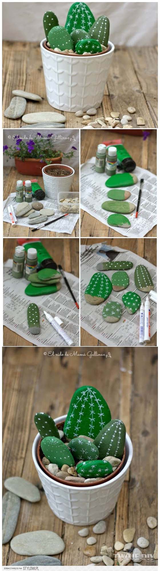 Use Paint to Create a Whimsical Faux Cactus #homedecor #pebbles #rocks #decorhomeideas