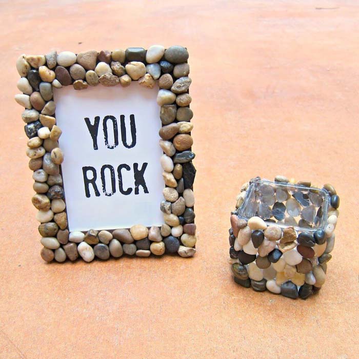 Use Your Glue Gun for Easy Home Gifts #homedecor #pebbles #rocks #decorhomeideas