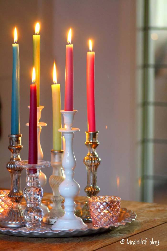 Vintage Holders, Festive Tapers Candles #candledecorations #candles #homedecor #decorhomeideas