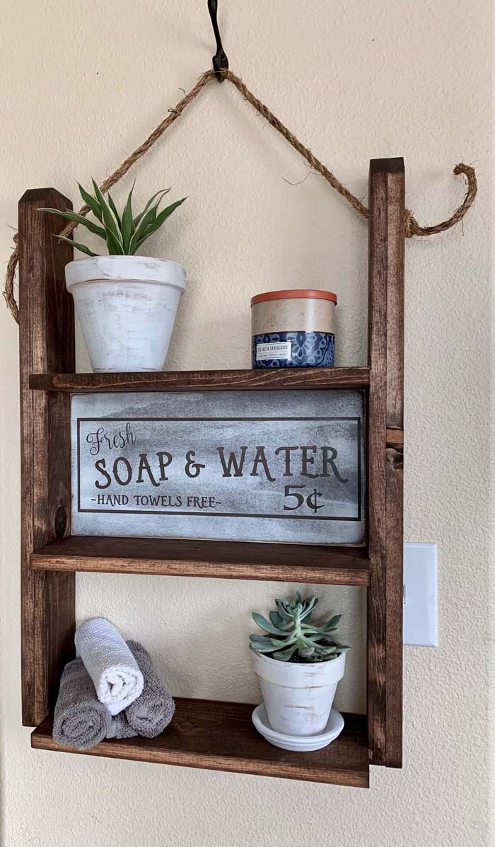 Wooden Shelf Bathroom Storage Decor