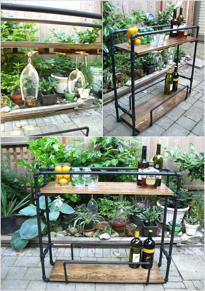 A Dual-Level Shelf for a Vineyard #outdoorbar #diyoutdoorbar #decorhomeideas