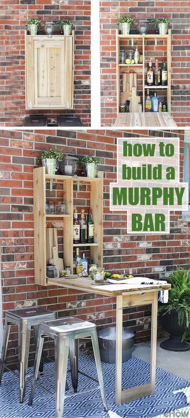 A Wooden Fold Away Murphy Bar #outdoorbar #diyoutdoorbar #decorhomeideas