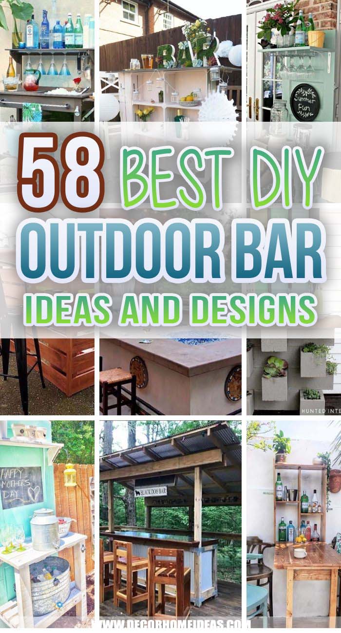 Best DIY Outdoor Bar Ideas. Have you been thinking about building a backyard bar? From DIY simple to expensive and elaborate, we've got a mix of outdoor bars you need to see. #decorhomeideas