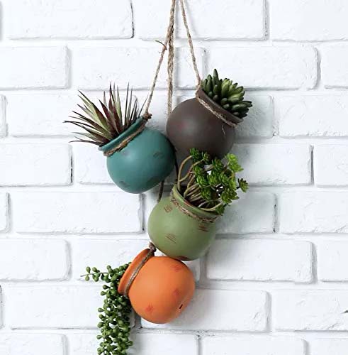 Colorful Mini Flower Pots that Dangle #fenceplanters #fenceflowerpots #decorhomeideas