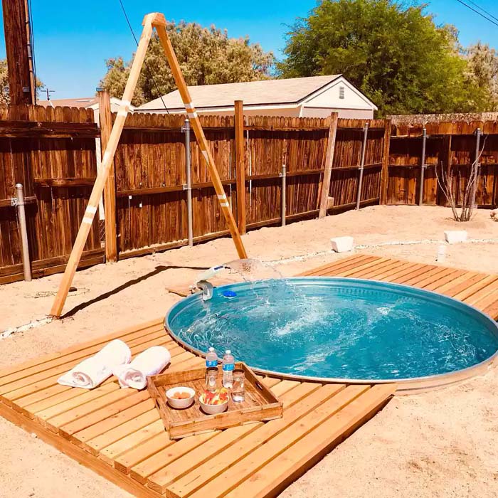 Cool in the Sand #stocktankpool #diystocktankpool #decorhomeideas