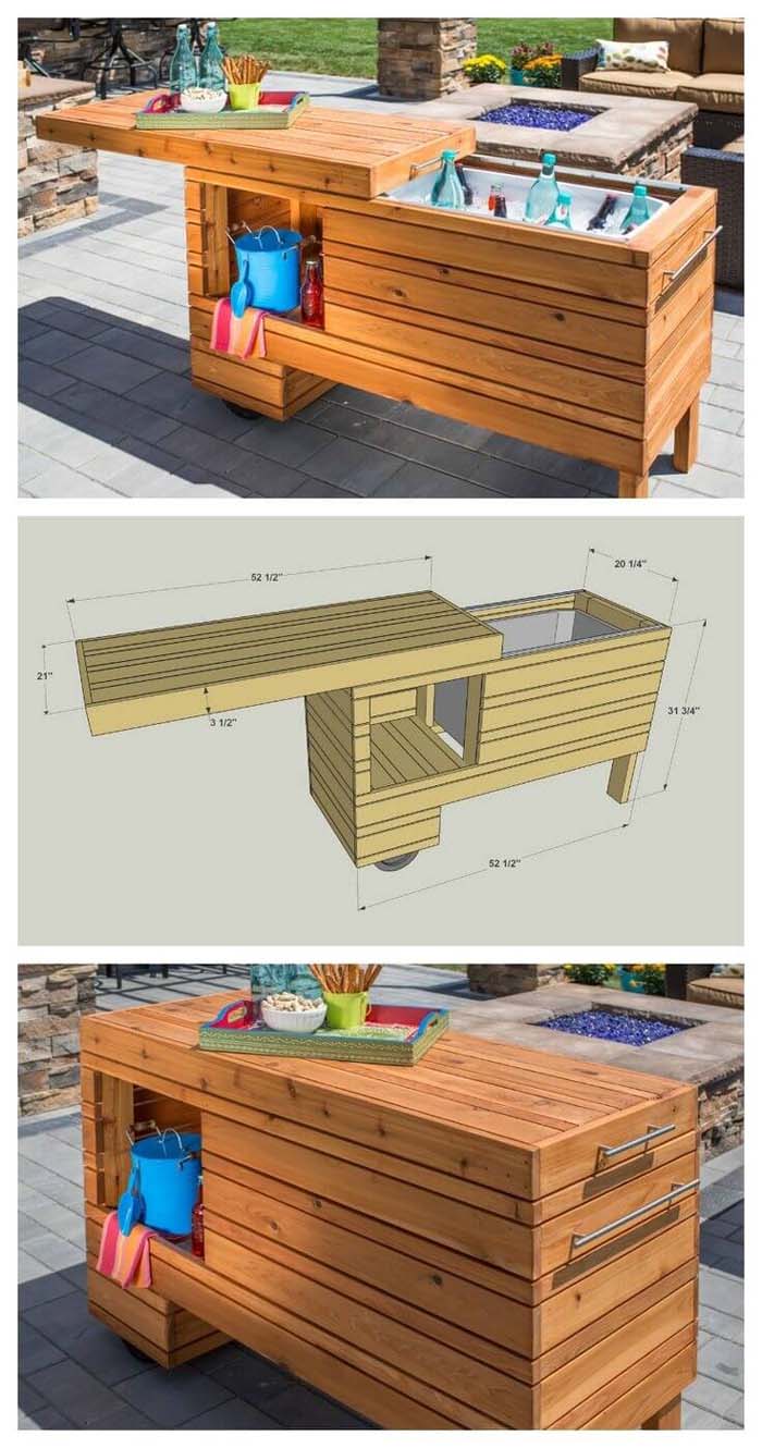 DIY Bar Idea with a Sliding Lid #outdoorbar #diyoutdoorbar #decorhomeideas