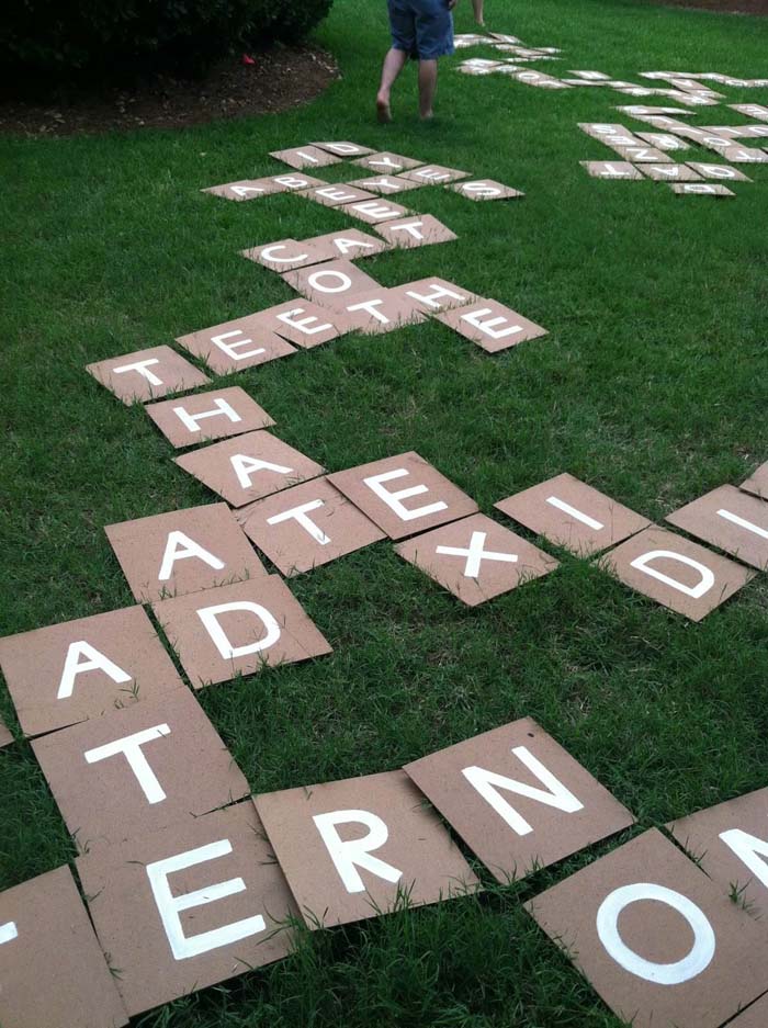 Hand Painted Giant Outdoor Scrabble Tiles #diybackyardgames #outdoorgames #decorhomeideas