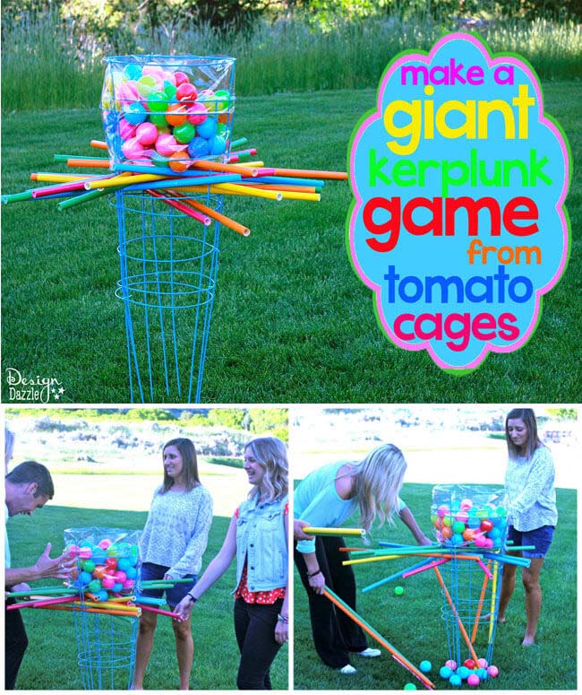 Home Made Tomato Cage Kerplunk #diybackyardgames #outdoorgames #decorhomeideas