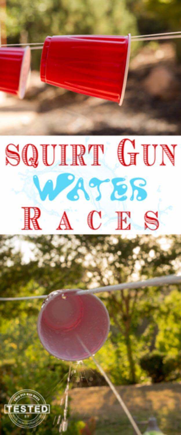 Inexpensive Squirt Gun Race Game #diybackyardgames #outdoorgames #decorhomeideas