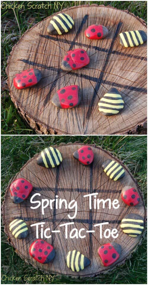 Ladybug Tic-Tac-Toe #diybackyardgames #outdoorgames #decorhomeideas