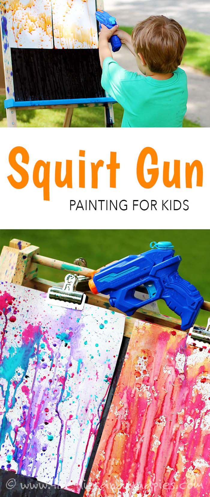 Outdoor Squirt Gun Painting for Kids #diybackyardgames #outdoorgames #decorhomeideas