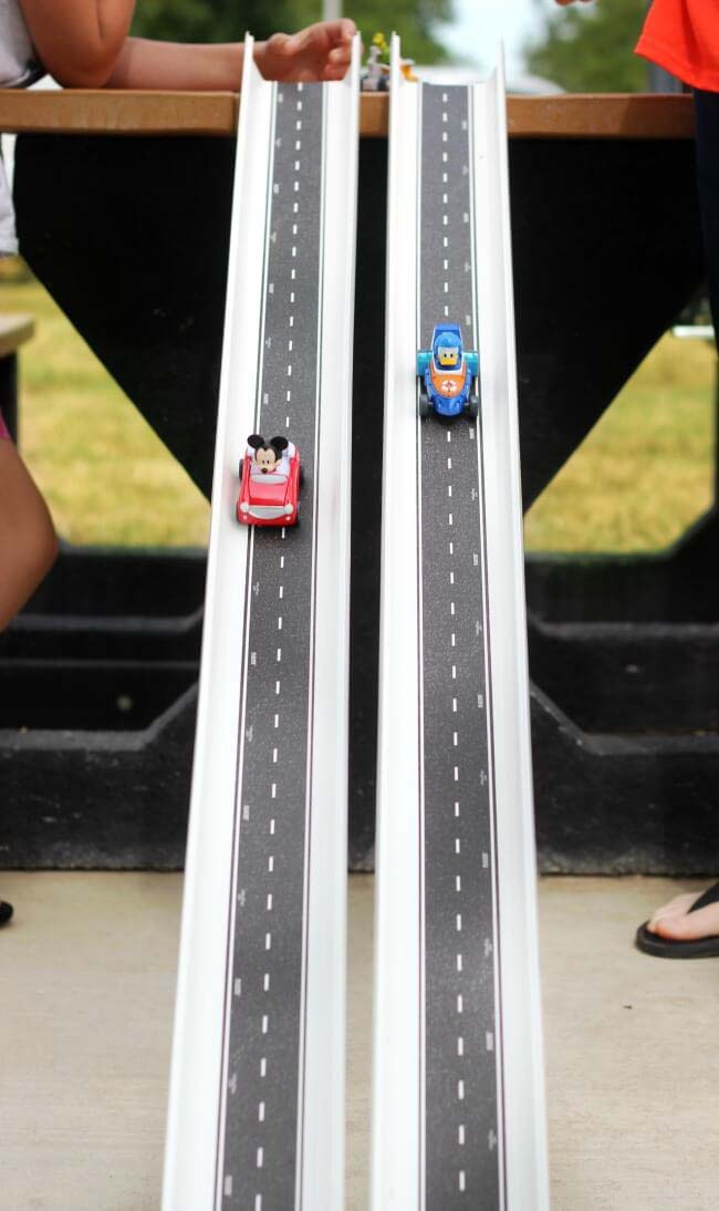 Painted Channeling As a Raceway #backyardkidsgames #diybackyardgames #decorhomeideas