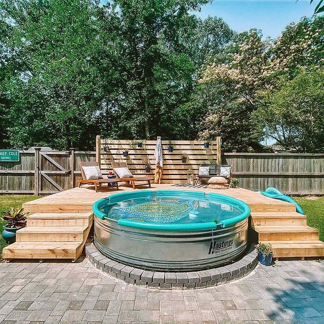 Patio Around Pool #stocktankpool #diystocktankpool #decorhomeideas