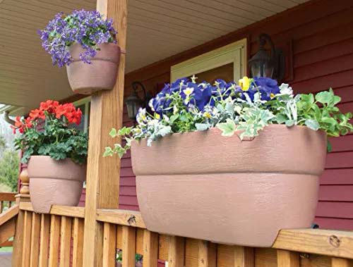 Rail Planter for a Porch #fenceplanters #fenceflowerpots #decorhomeideas