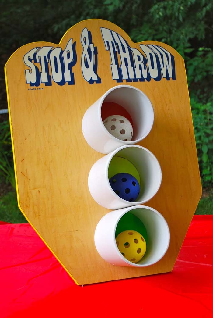 Stop and Throw Skee Ball Carnival Game #diybackyardgames #outdoorgames #decorhomeideas