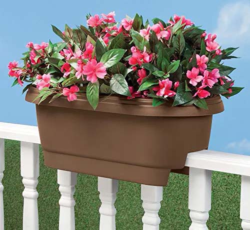 Terra Cotta Balcony Rail Planter #fenceplanters #fenceflowerpots #decorhomeideas