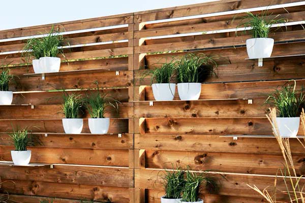 Thin Shelves #fenceplanters #fenceflowerpots #decorhomeideas