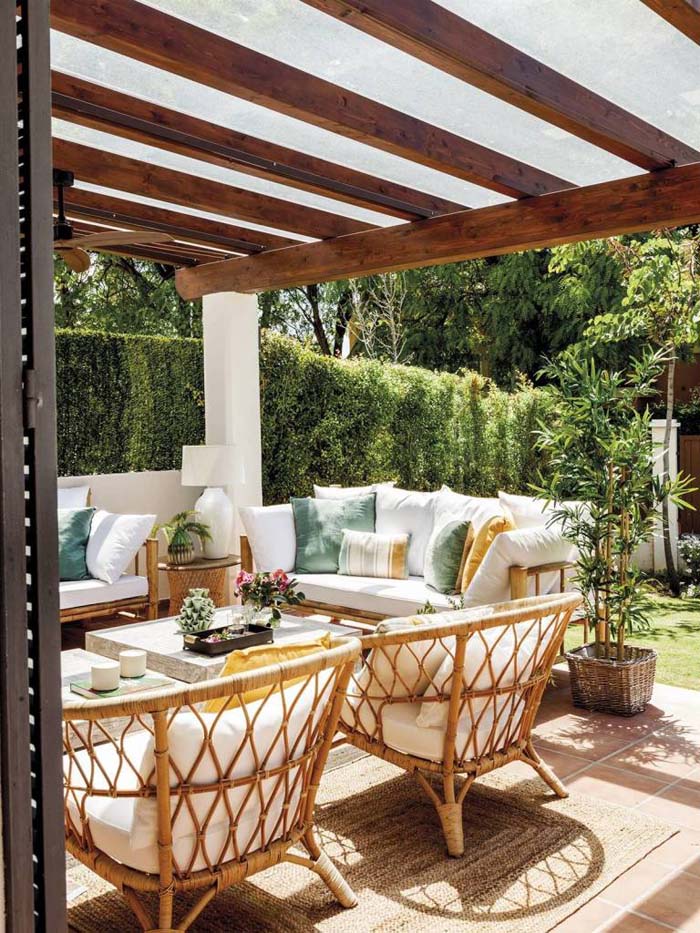 Wood Beams and White Accents #rusticpatioideas #rusticpatio #decorhomeideas