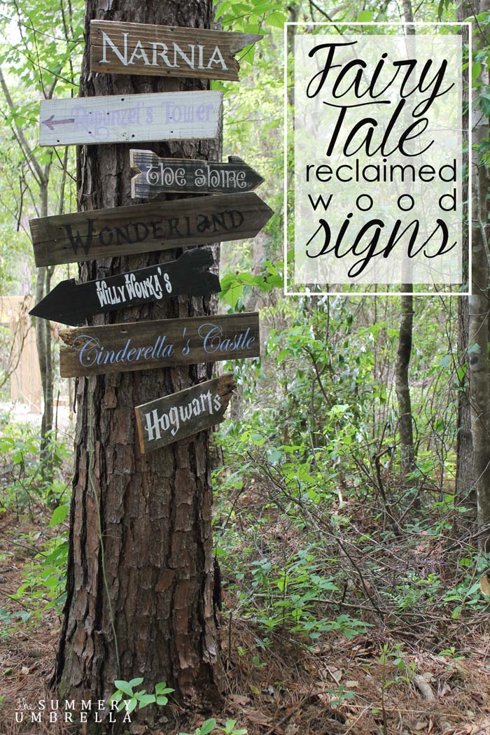 Wooden Signs Pointing to Favorite Childhood Locations #backyardkidsgames #diybackyardgames #decorhomeideas