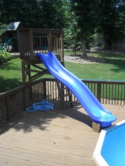 Add a Pool Slide #poolhacks #diypool #decorhomeideas