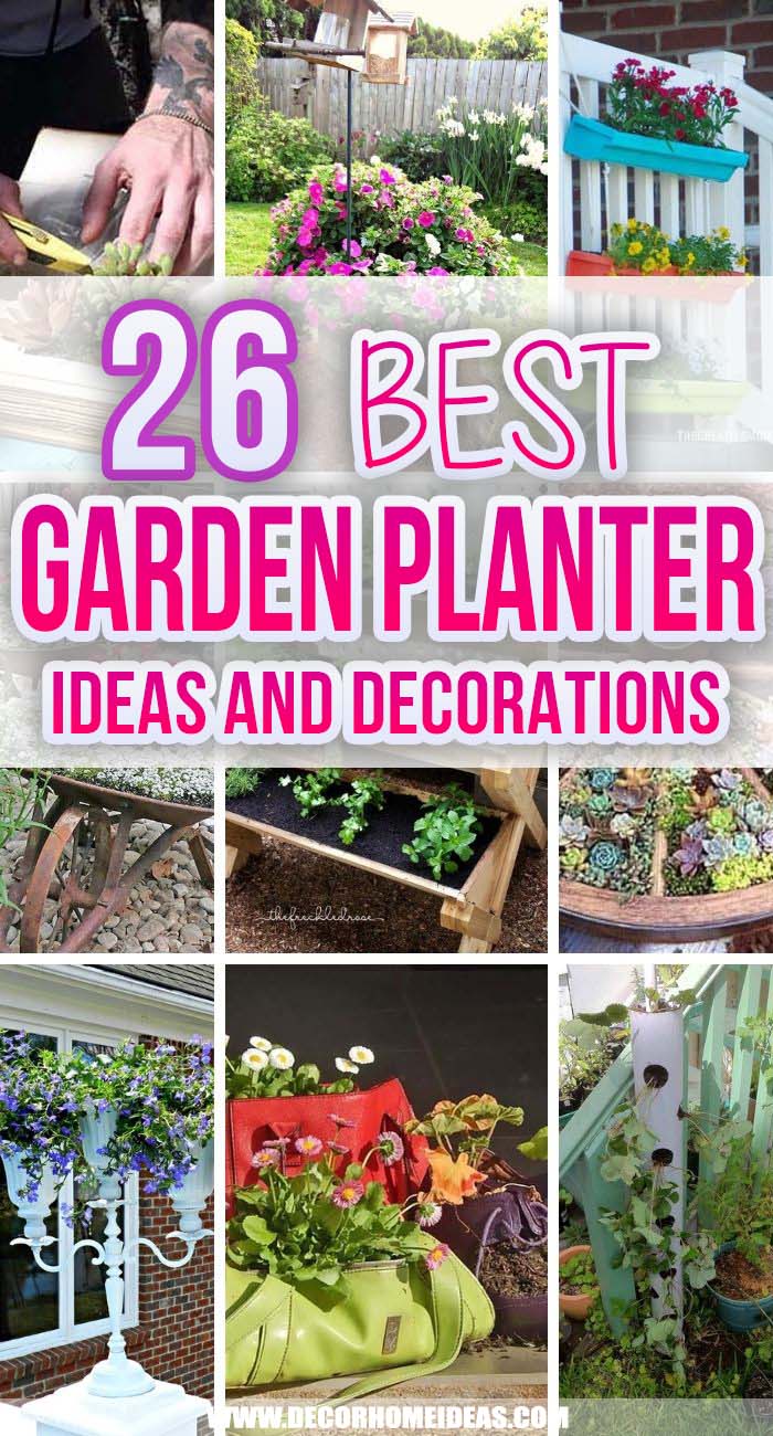 Best Garden Planter Ideas. Virtually anything can be reused or repurposed as a garden planter. Here's some inspiration to help you personalize your garden planters and containers. #decorhomeideas