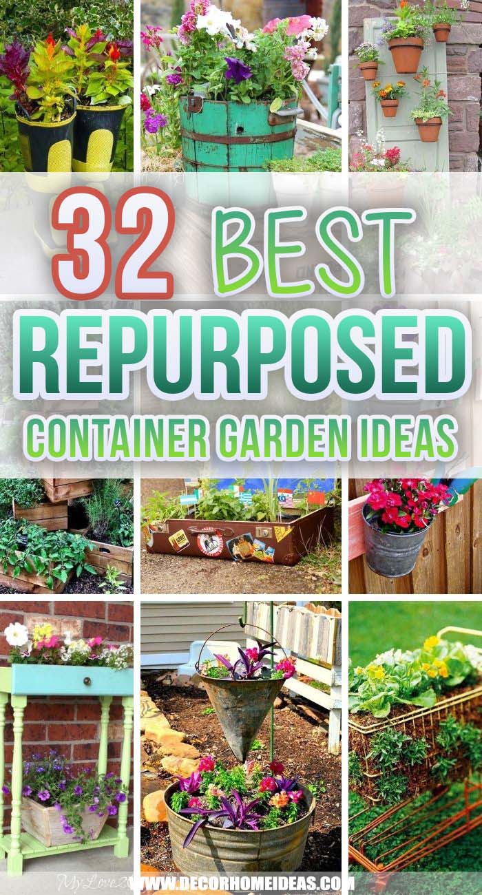 Best Repurposed Garden Container Ideas. Repurposed garden container ideas to bring color, vibrance and individual styles to your yard. These repurposed planters are a budget-friendly way to update your garden. #decorhomeideas