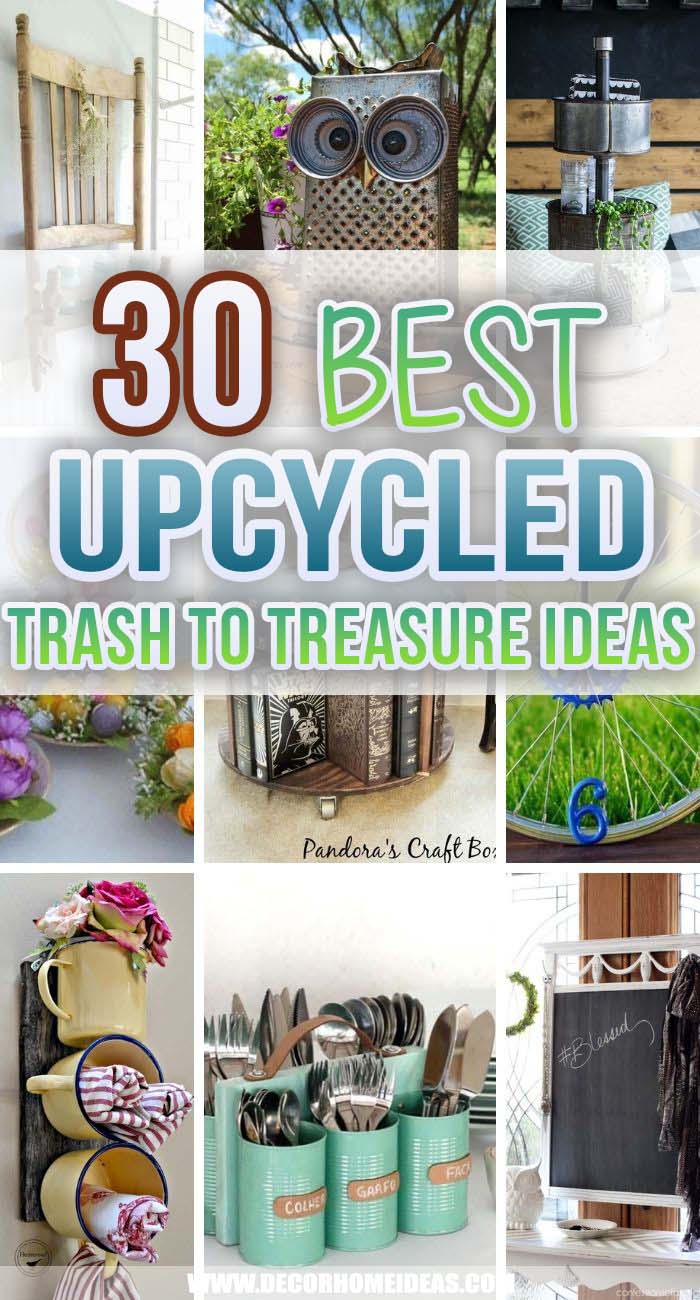 Best Upcycled Trash To Treasure Ideas. DIY upcycled trash projects could save you a lot of money. Think again before dumping any old utensils, furniture or storage boxes. These ideas are easy and simple to do. #decorhomeideas