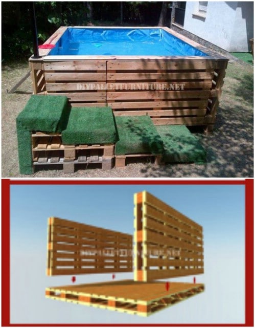diy pool deck with pallets