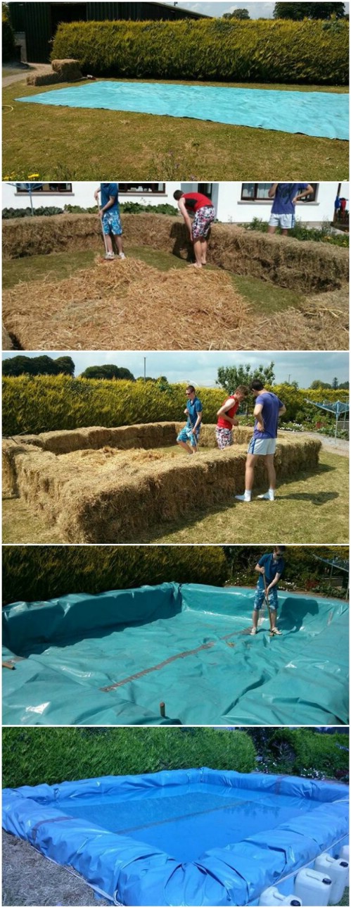Build the Pool Out of Hay Bales #poolhacks #diypool #decorhomeideas