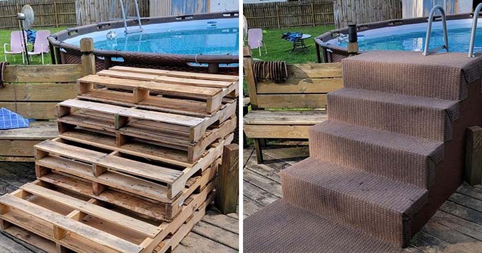 Cheap Above Ground Pool Steps From Old Pallets