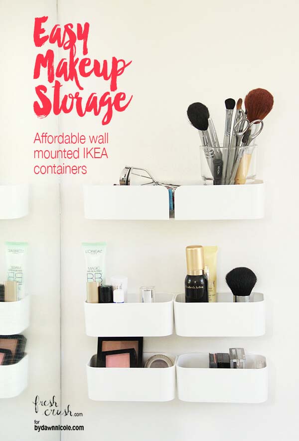 Cheap and Chic Wall Containers for Cosmetics #IKEAhacks #IKEAfurniture #decorhomeideas