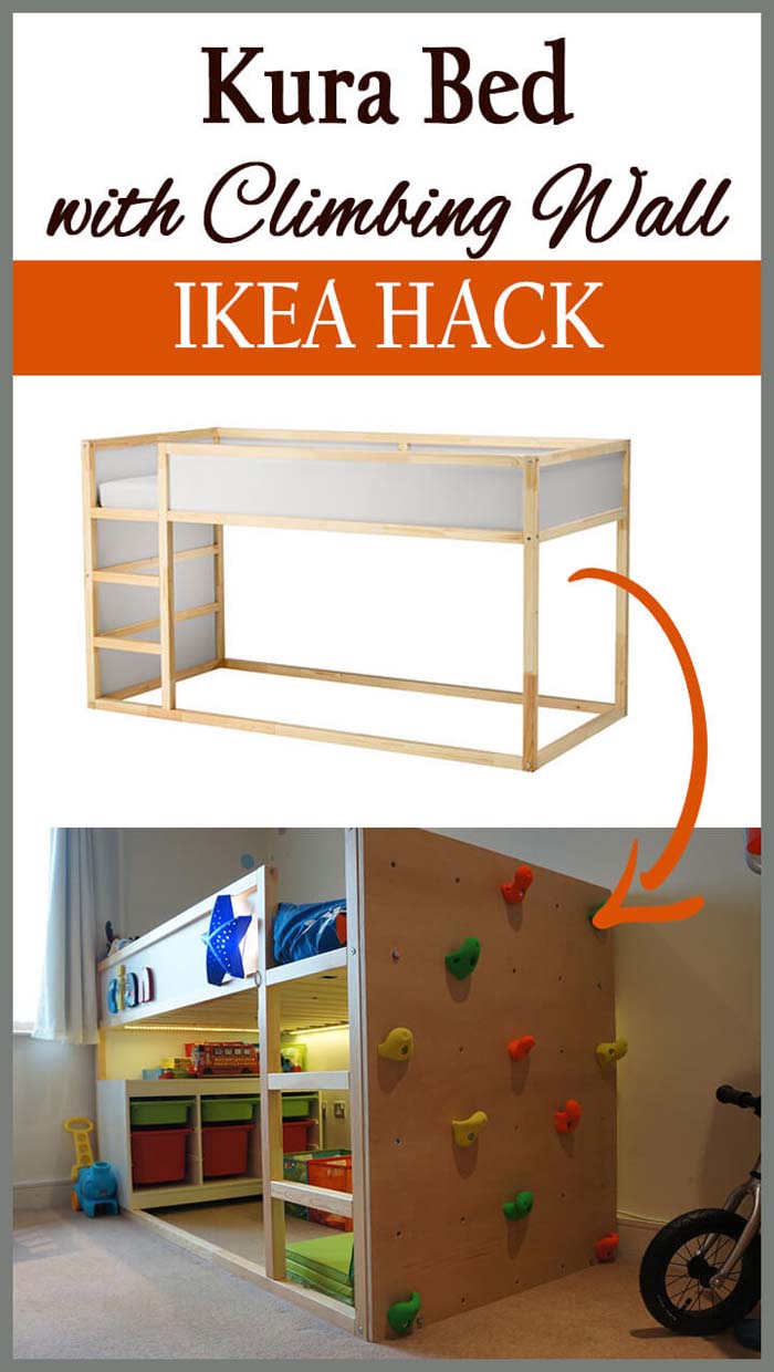 Climbing Wall and Bunk-Bed Ensemble #IKEAhacks #IKEAfurniture #decorhomeideas
