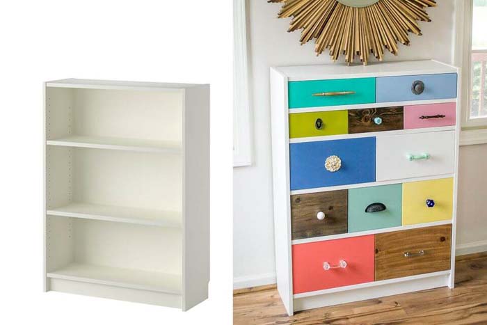 Creative Multi-Colored Shelving Unit #IKEAhacks #IKEAfurniture #decorhomeideas