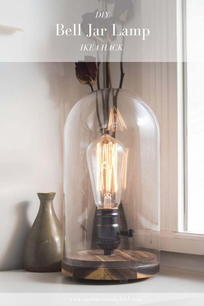 DIY Modern Bell Jar Lantern #IKEAhacks #IKEAfurniture #decorhomeideas