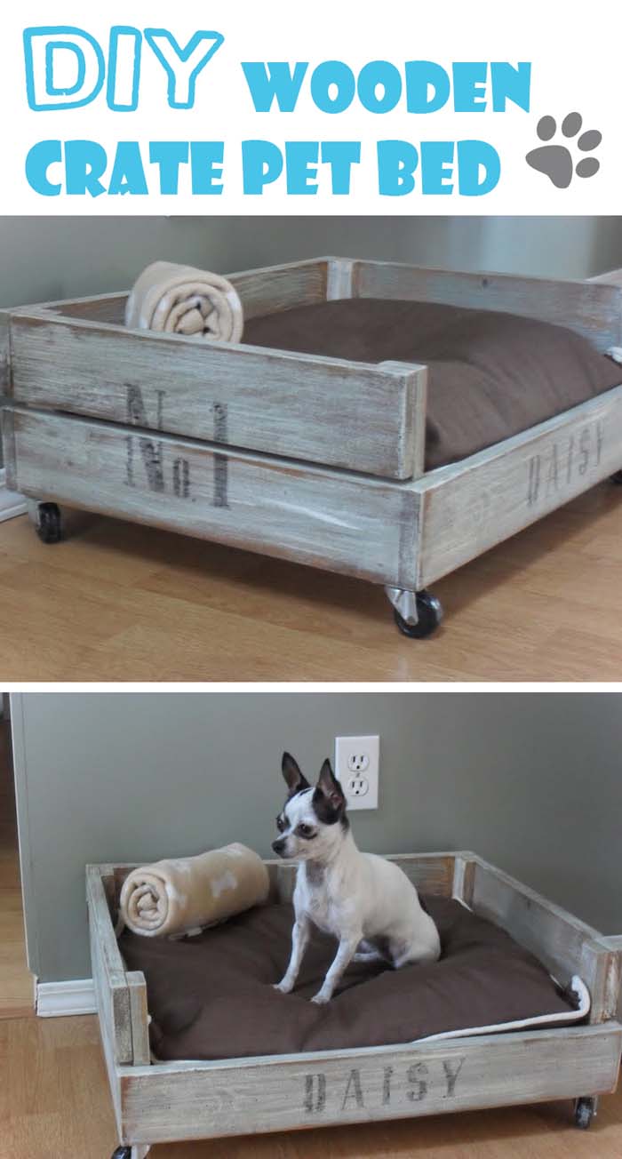 Durable DIY Pet Bed #diywoodcrateprojects #diywoodcrateideas #decorhomeideas