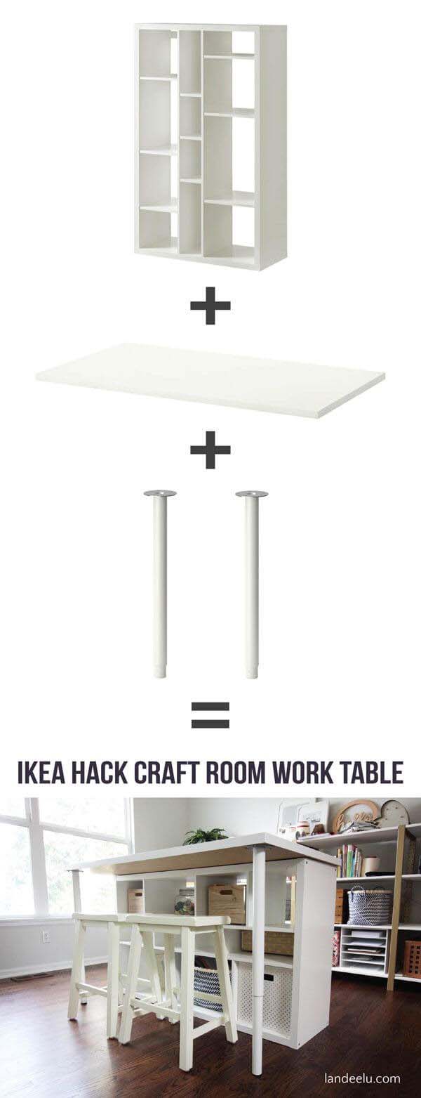Easy and Elegant Craft Table #IKEAhacks #IKEAfurniture #decorhomeideas