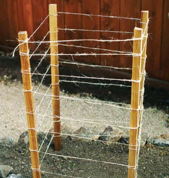 Easy DIY Stake And Twine Plant Cage #plantsupport #tomatocage #decorhomeideas