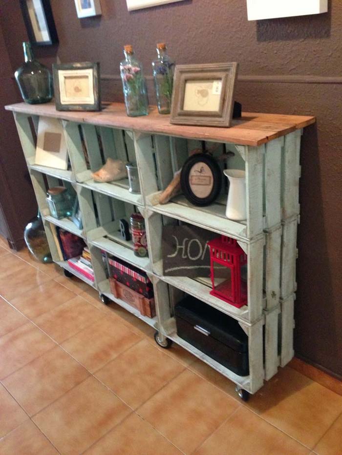 From Crates to Console Table #diywoodcrateprojects #diywoodcrateideas #decorhomeideas