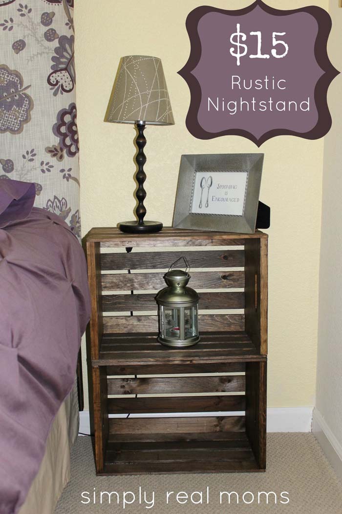 From Wood Crate to Rustic Nightstand #diywoodcrateprojects #diywoodcrateideas #decorhomeideas