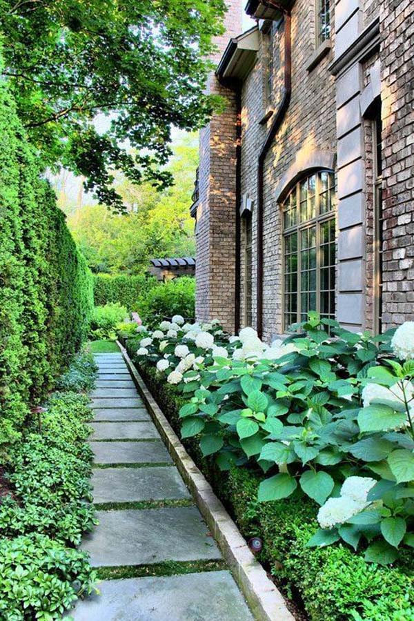 Grand Hedge-Lined Garden Walkway #sideyard #sidegarden #decorhomeideas