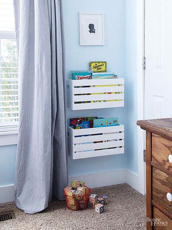 Simple and Unexpected Book Storage #diywoodcrateprojects #diywoodcrateideas #decorhomeideas