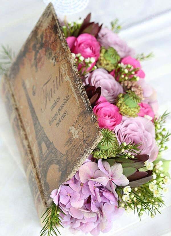 Blooms Bursting Between the Covers Bookish Centerpiece #flowerarrangementsideas #flowerarrangement #decorhomeideas