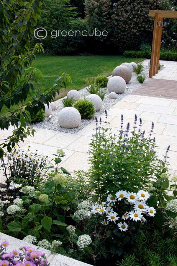 Clean and Modern Stone Gravel Planted Beds #frontyardlandscapingideas #decorhomeideas