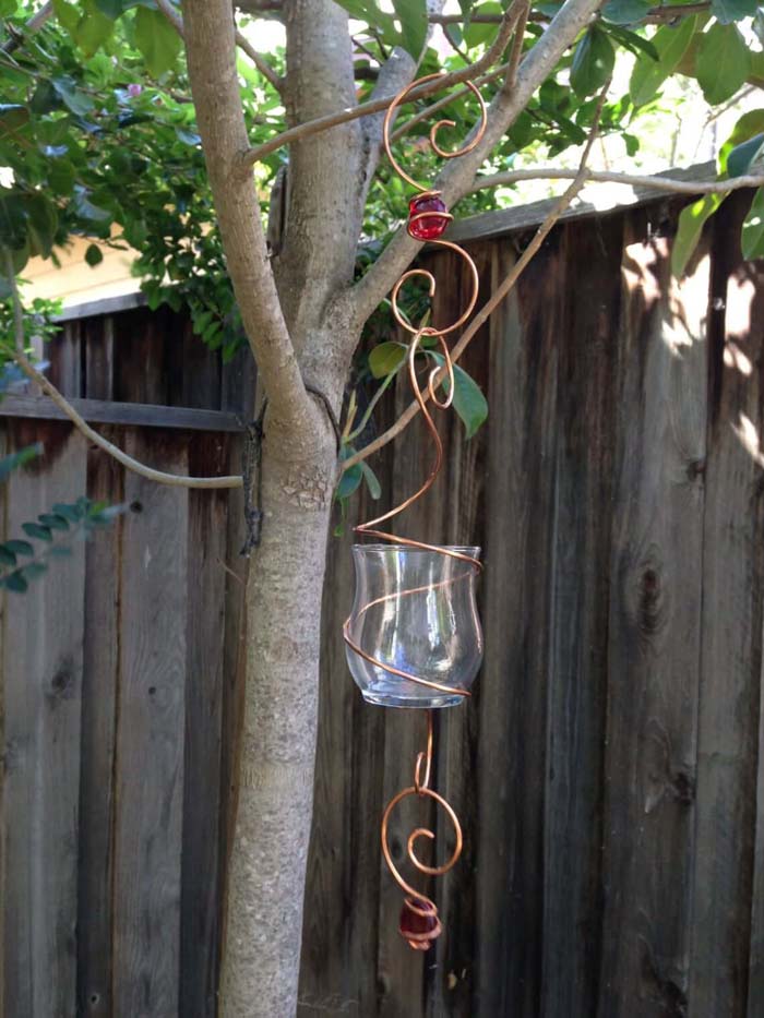 Creative Copper Wire Swirl Outdoor Candle Holder #backyardlightingideas #decorhomeideas