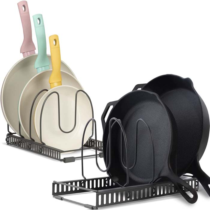 Expandable Pot and Pan Storage Rack #potsandpansorganizer #decorhomeideas